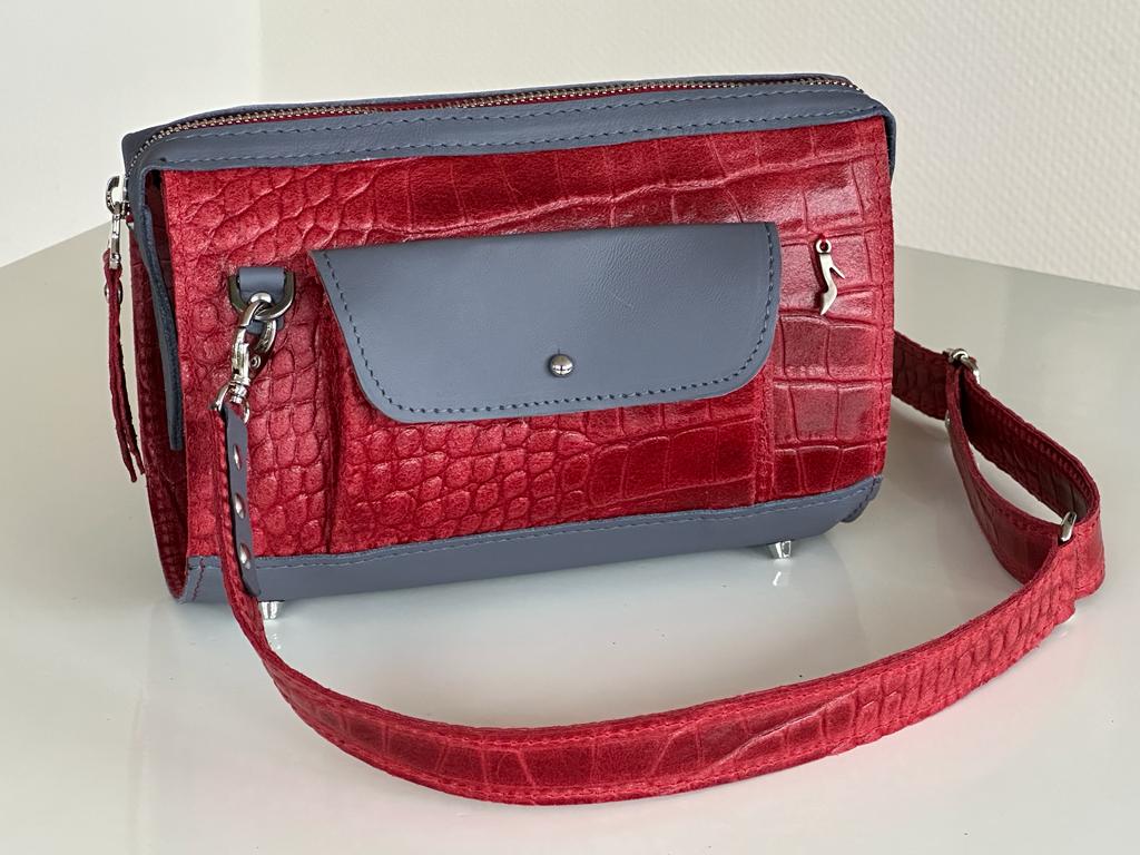 Roodgrijs Croco tasje