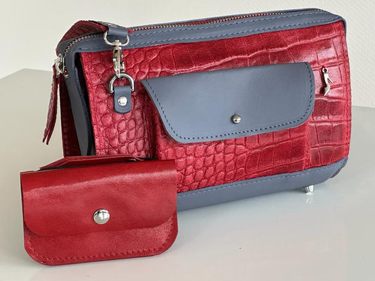Roodgrijs Croco tasje
