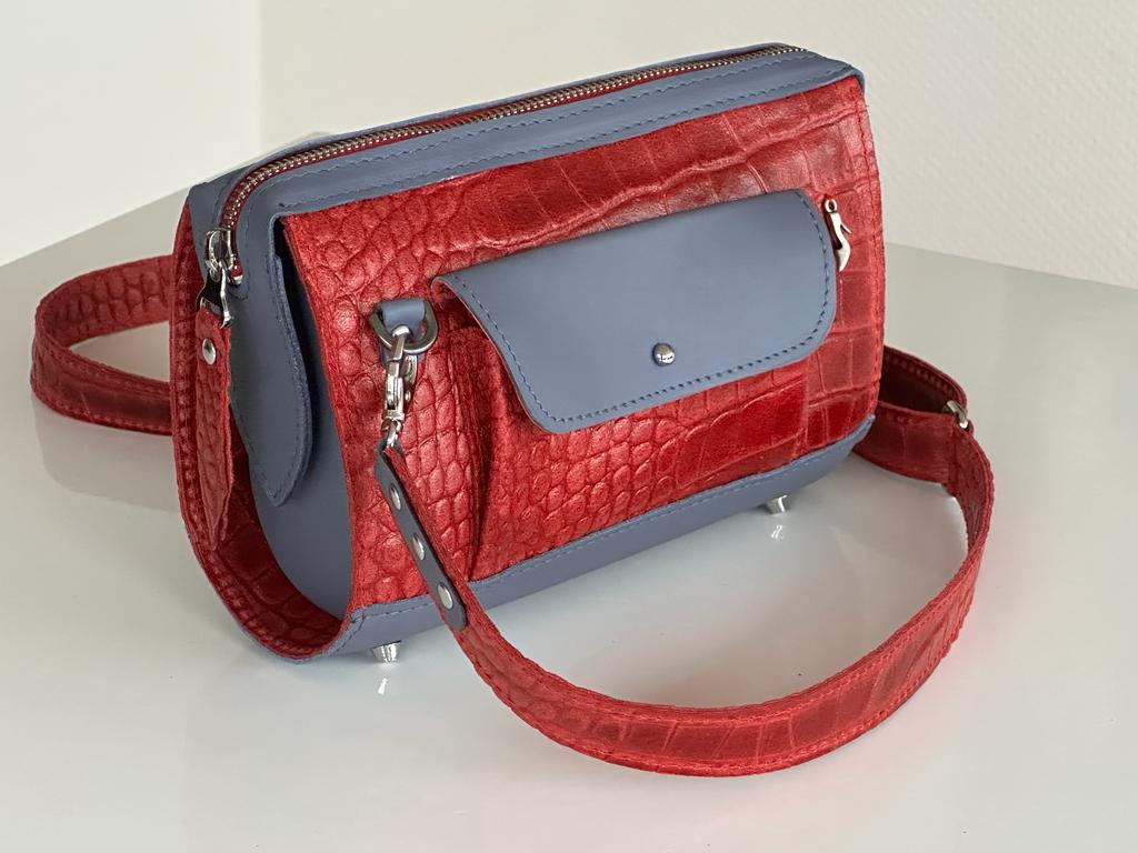 Roodgrijs Croco tasje