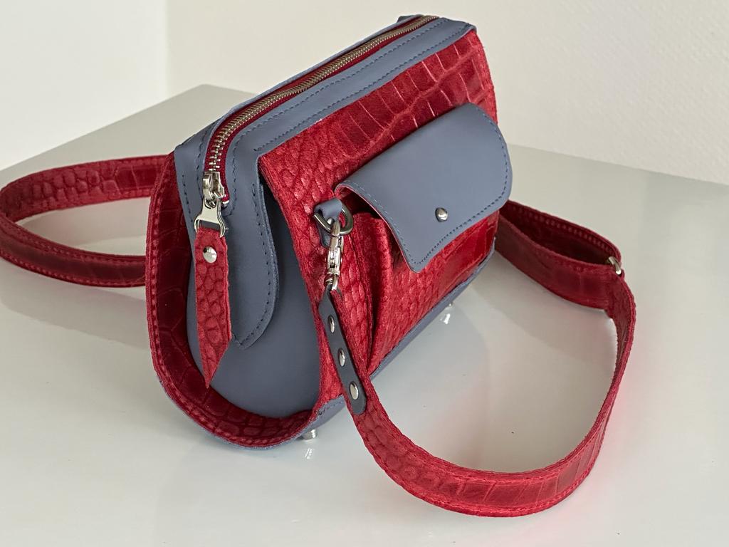Roodgrijs Croco tasje