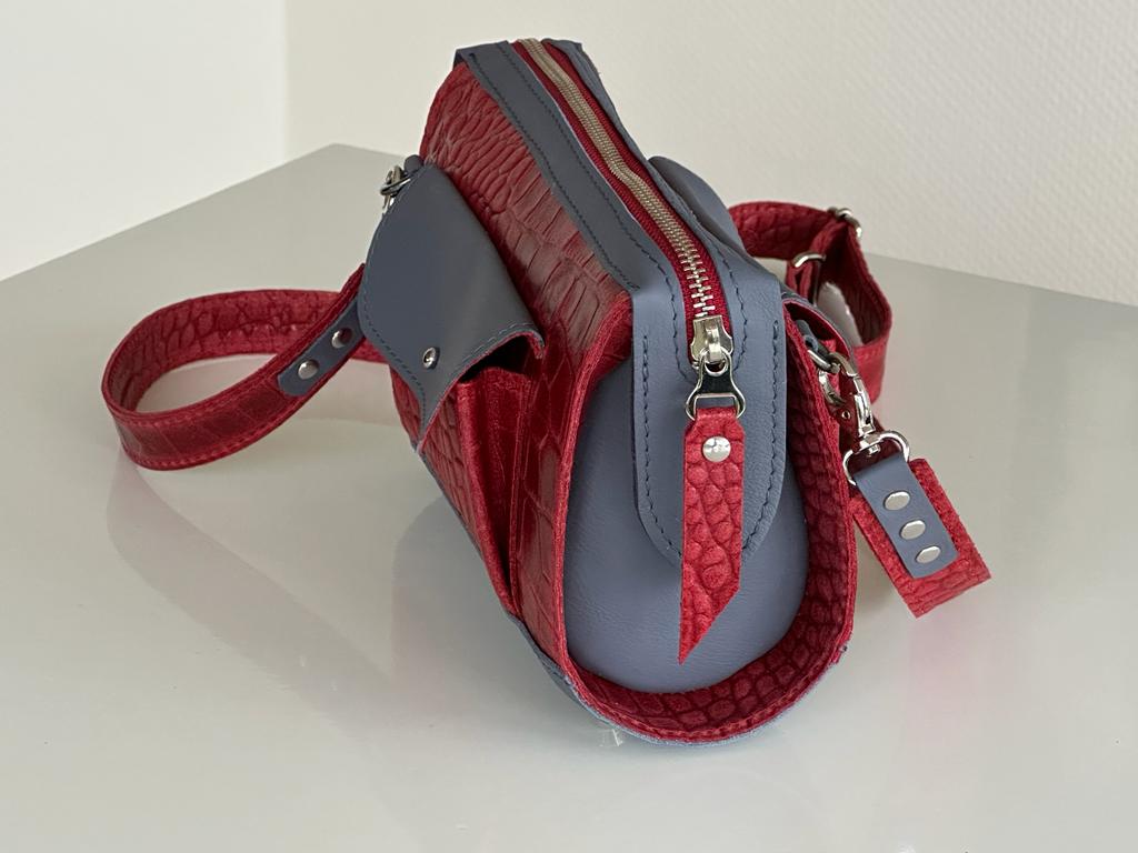 Roodgrijs Croco tasje