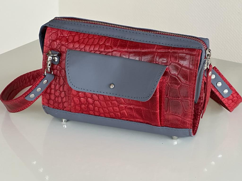 Roodgrijs Croco tasje