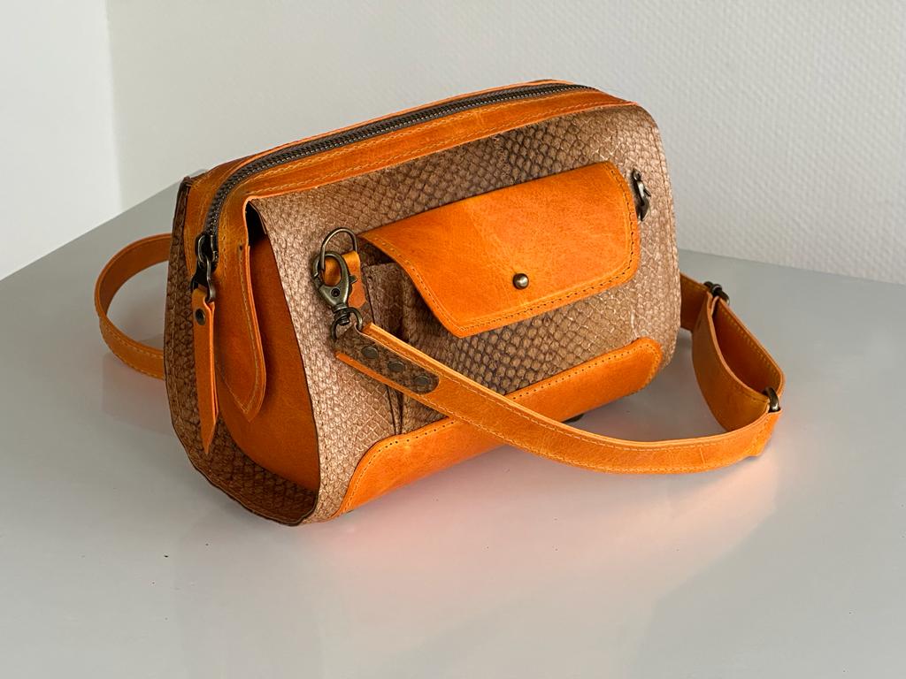 Oranje combi visleer tasje