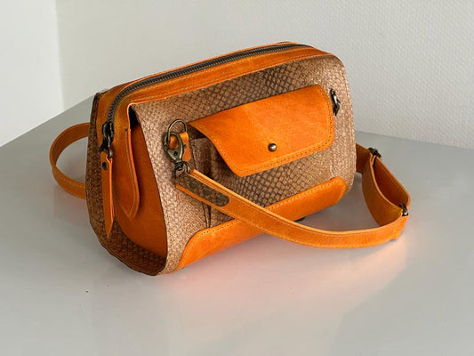 Oranje combi visleer tasje