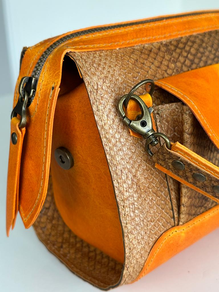 Oranje combi visleer tasje