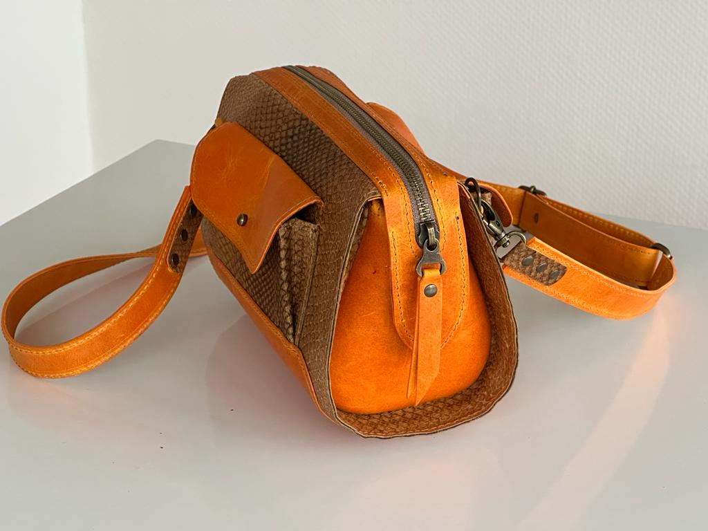 Oranje combi visleer tasje