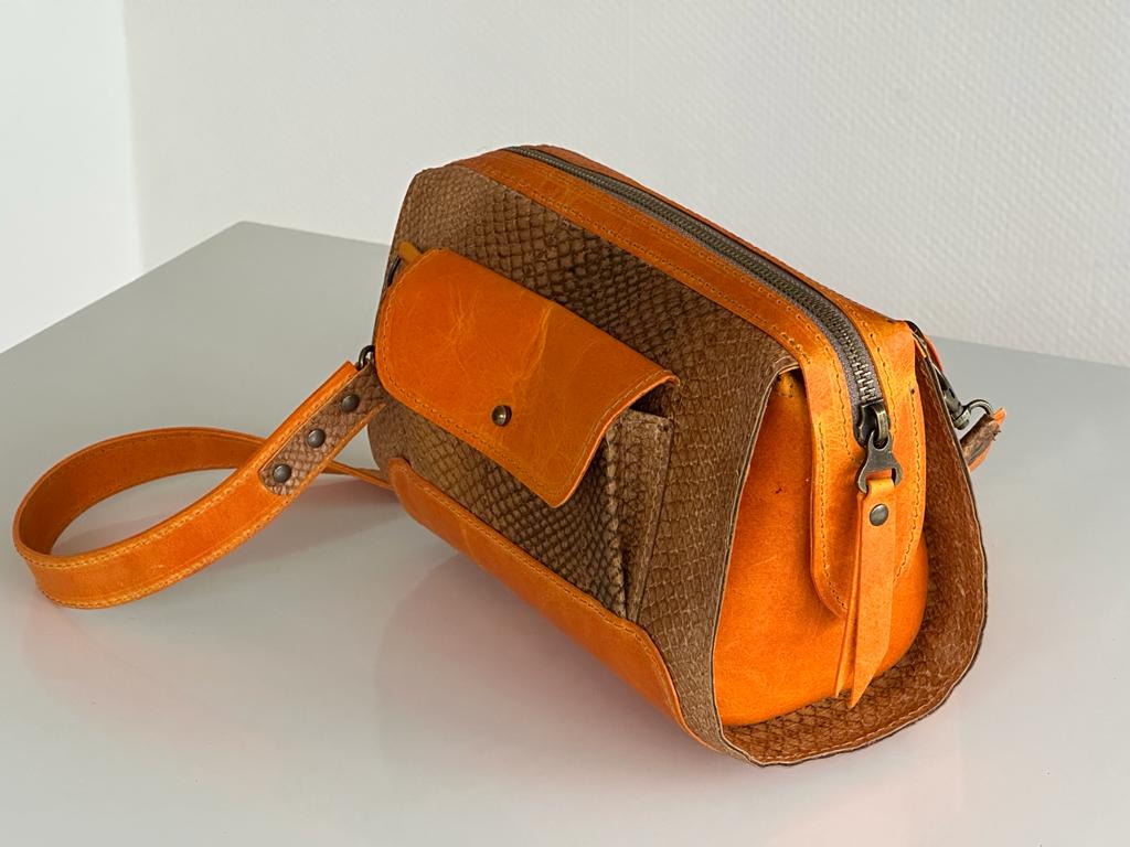 Oranje combi visleer tasje