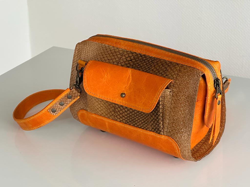 Oranje combi visleer tasje