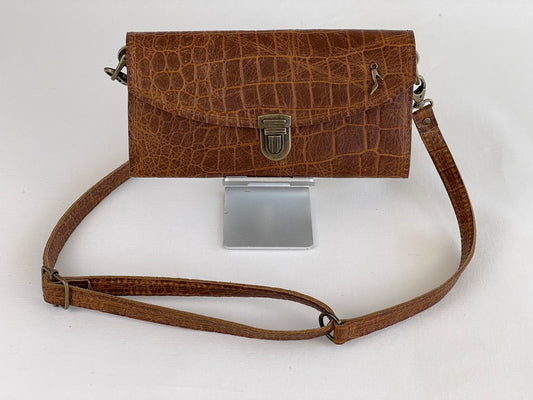 Rundlederen baggy met croco print